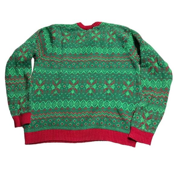 Blizzard Bay Funny Ugly Holiday Christmas Large Polar Bear Sweater Green - Picture 3 of 8